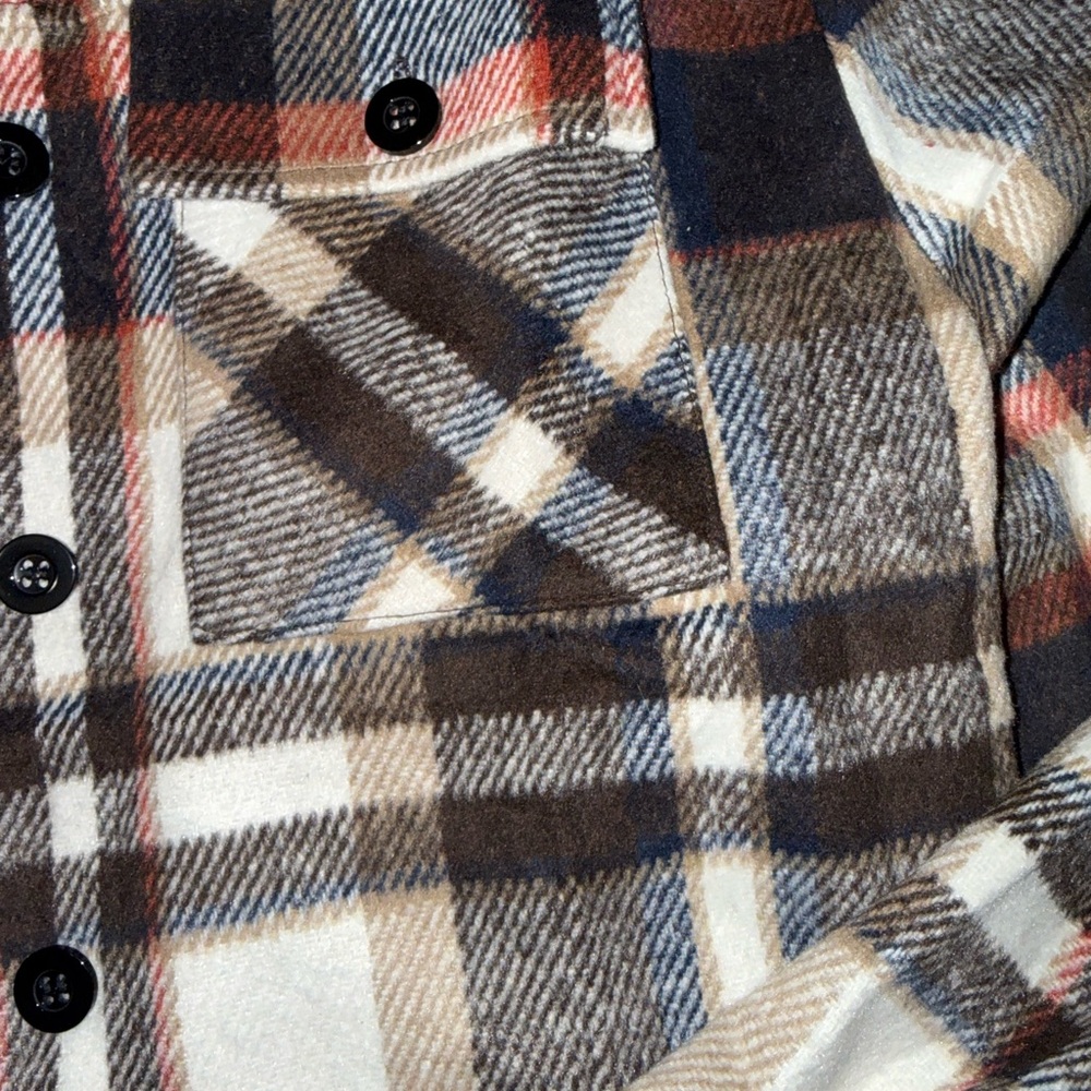 ⭐️Zeagoo Women's Plaid Button Down Shirt - Brown, Cream, Blue - Picture 4 of 5